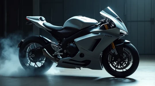 Moto sportive moderne avec carénage aérodynamique mettant en évidence l'influence du design sur la sécurité