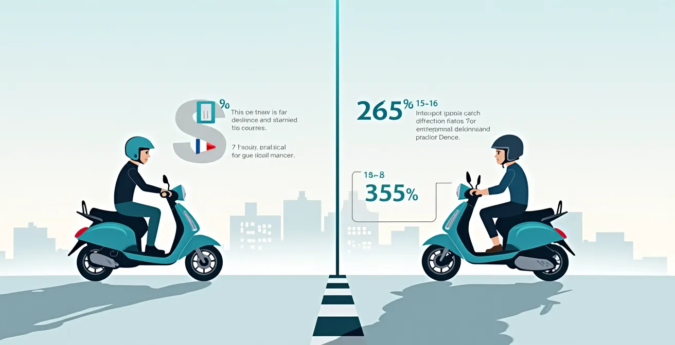 Illustration comparant visuellement le parcours de formation du permis A1 et de la formation 125 avec leurs différences majeures