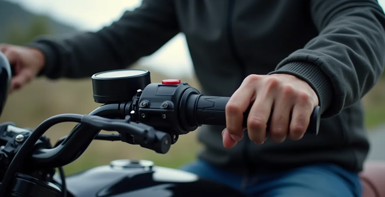 Démonstration de la technique du guidon libre avec position correcte des mains et des bras détendus